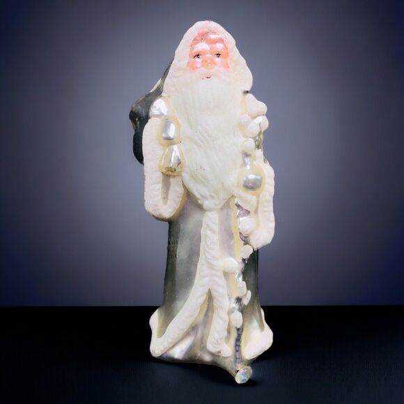 Mercury Glass Santa Christmas Statue Figure Snow Glitter Old World 12” READ - Picture 1 of 15